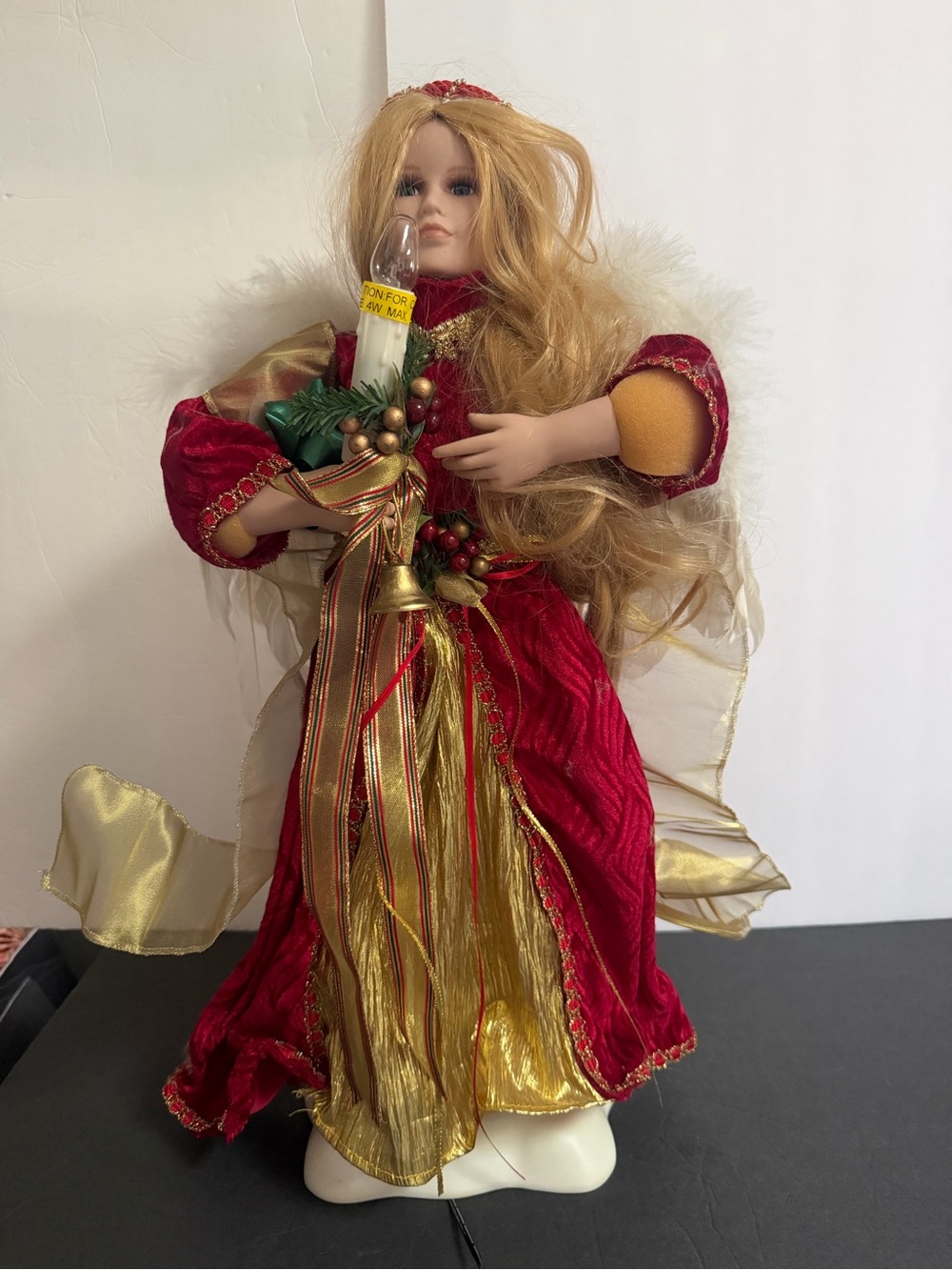 VTG Christmas Angel with Light Candle Animated Doll 23”